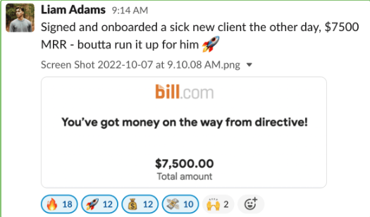 Liam Adams client win screenshot